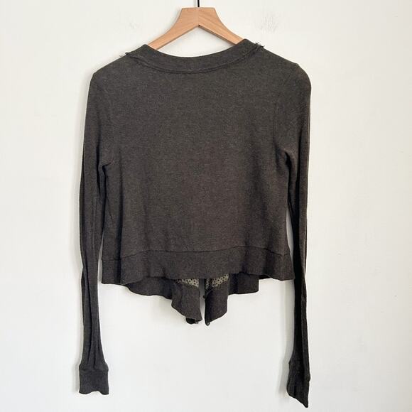 Free People Cropped Waterfall Cardigan Sweater Gray Size XS - Picture 5 of 8